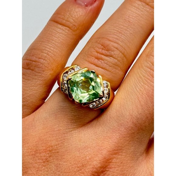 925 STERLING SILVER GOLD PLATED CZ RING SIZE 6 - Picture 1 of 9